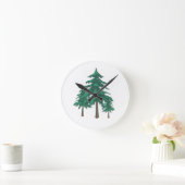 Groene naaldbomen ronde klok (Huis)
