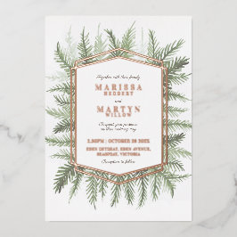 Groene naalden met groene naalden voor oliewinning folie uitnodiging