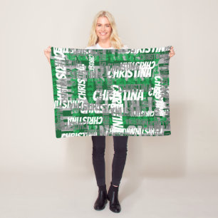 Groene Naam Collage Gepersonaliseerde Jongens Kind Fleece Deken