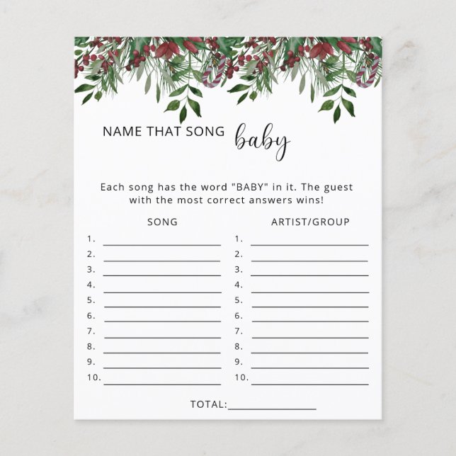 Groene Naam dat lied baby shower spel (Voorkant)