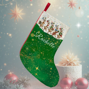 Groene naam Marching Quirky Christmas Reindeer Kleine Kerstsok