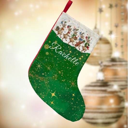 Groene naam Marching Quirky Christmas Reindeer Kleine Kerstsok