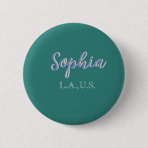 groene naam meisje baas tekst paarse elegante ronde button 5,7 cm