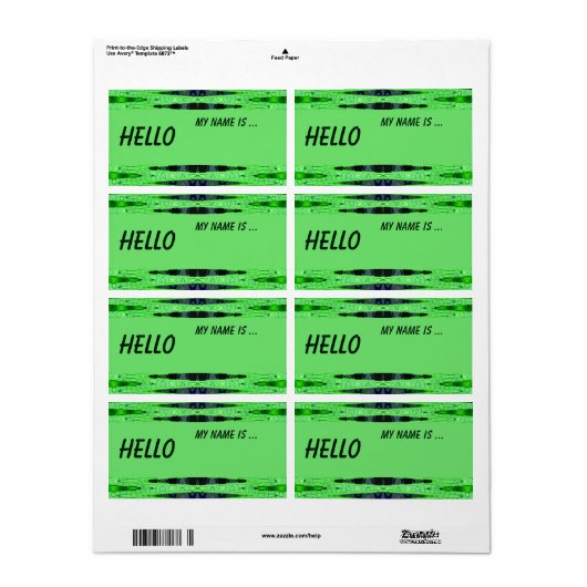 groene naambadge etiket (Full Sheet)