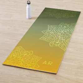 Groene naar Gele Gradiënt Asymmetrische Mandala Yogamat