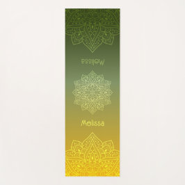 Groene naar gele gradiënt mandala met naam yogamat