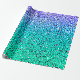 Groene naar paarse glinstertextuur ombre cadeaupapier