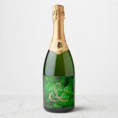 Groene naar zwarte gekleurde Waterverf Sparkling Wijnetiket (Voorkant)