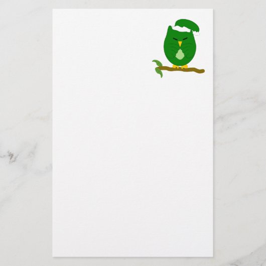 Groene Nachtuilontwerp Briefpapier (Voorkant)