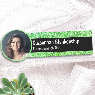 Groene namaak glitters Vervangbare foto of logo Naamplaatje