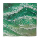 Groene namaak hars golven kust tegeltje (Voorkant)