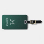 Groene namaakleer en witte monograminitiaal bagagelabel (Voorkant horizontaal)