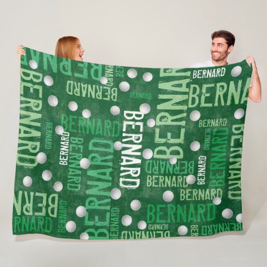 Groene Namen en Golfballen Fleece Deken (In situ)