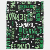 Groene Namen en Golfballen over Zwart Fleece Deken (Voorkant)
