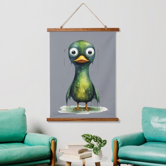 Groene nat Angry Abstract Duck Hangend Wandkleed (Woonkamer)