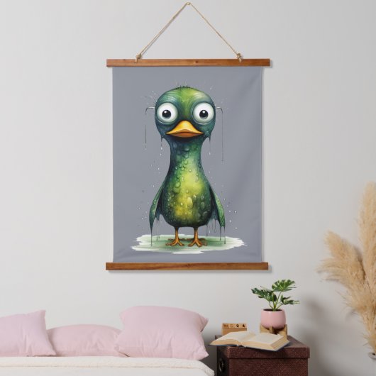 Groene nat Angry Abstract Duck Hangend Wandkleed (Slaapkamer)