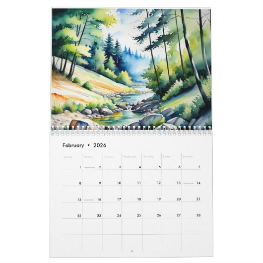 Groene Natuur Schilderkalender Kalender (Feb 2026)