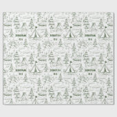 Groene Natuur Trees Smore Campfire Camping Verjaar Cadeaupapier (Vlak)