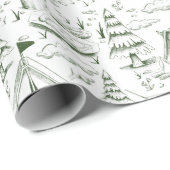 Groene Natuur Trees Smore Campfire Camping Verjaar Cadeaupapier (Rol Hoek)