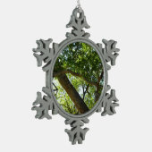 Groene natuur van de plataan tin sneeuwvlok ornament (Links)