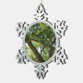 Groene natuur van de plataan tin sneeuwvlok ornament (Rechts)