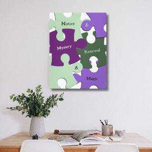 Groene Natuur Vernieuwing Paarse Mystery Magic Puz Canvas Afdruk