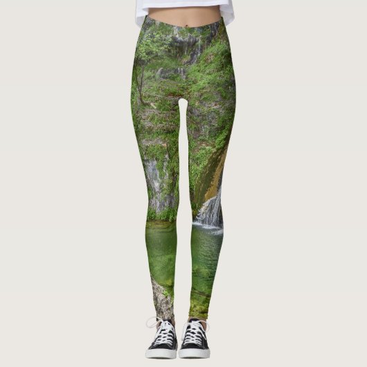 Groene Natuur Waterfall Leggings (Voorkant)