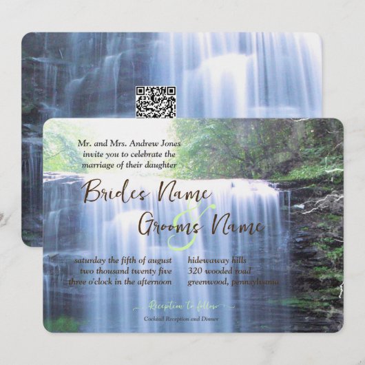 Groene Natuur waterval bruiloft Kaart (Voorkant / Achterkant)