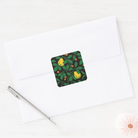 -groene natuurlijke fruitboom vierkante sticker (Envelop)