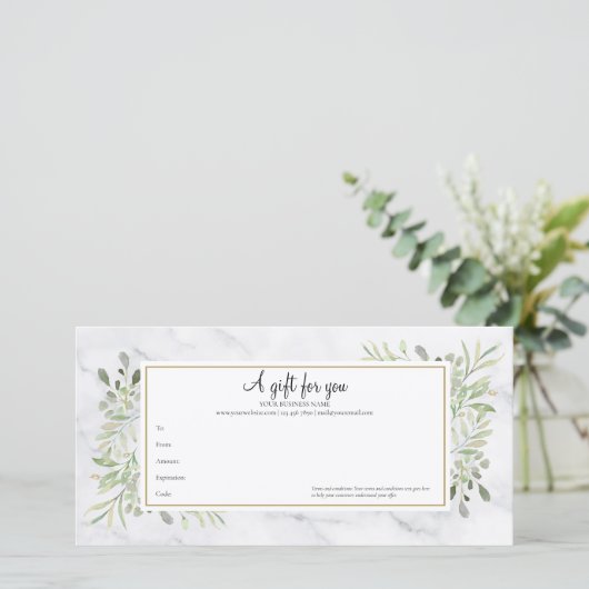 Groene Natuurlijke Marmeren Cadeaubon (Staand voorkant)