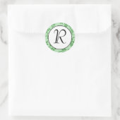 Groene Natuurlijke Patroon Monogram Initiaal Stick Ronde Sticker (Tas)