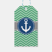 Groene nautische anker Chevron Cadeaulabel (Voorkant)