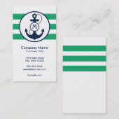 Groene Nautische anker met monogram Visitekaartje (Voorkant / Achterkant)