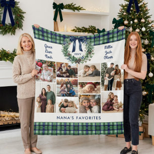 Groene Navy Tartan Nanas Favoriete Foto Fleece Deken