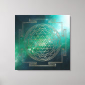 Groene Nebula Sri Yantra - Ingewikkeld Canvas (Voorkant)