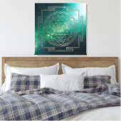Groene Nebula Sri Yantra - Ingewikkeld Canvas (Insitu (Slaapkamer))