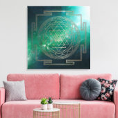 Groene Nebula Sri Yantra - Ingewikkeld Canvas Afdruk (Insitu (Woonkamer))