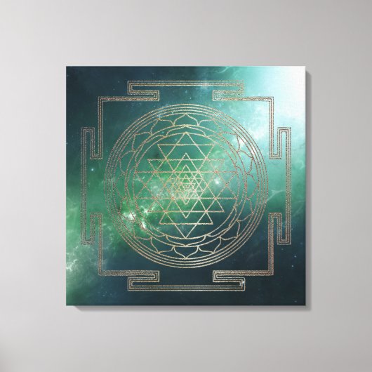 Groene Nebula Sri Yantra - Ingewikkeld Canvas Afdruk (Voorkant)