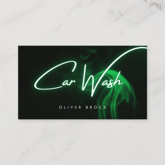 Groene Neon Auto Detailing & Auto Wassen Visitekaartje (Voorkant)