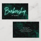 Groene Neon Barbershop Kapper Visitekaartje (Voorkant / Achterkant)