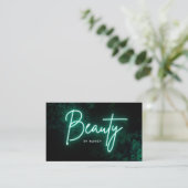 Groene Neon Beauty Salon Visitekaartje (Staand voorkant)
