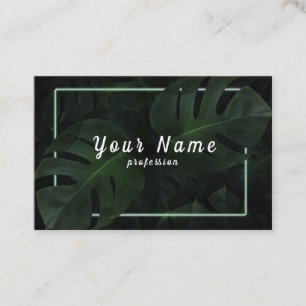 Groene neon frame tropisch blad vector visitekaartje
