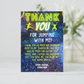 Groene Neon Glow Boys Trampoline Verjaardagsfeestj Bedankkaart (Staand voorkant)