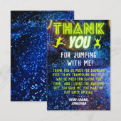 Groene Neon Glow Boys Trampoline Verjaardagsfeestj Bedankkaart (Voorkant / Achterkant)