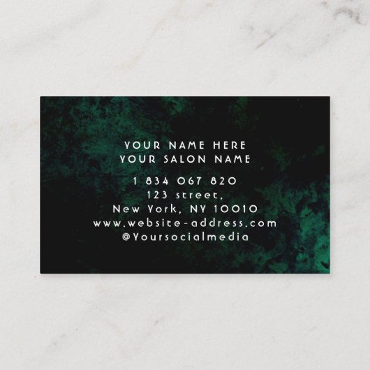Groene Neon Haarsalon Visitekaartje (Achterkant)