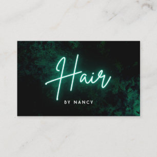 Groene Neon Haarsalon Visitekaartje