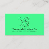 Groene Neon lijn Zelfgemaakt eten Bakkerij Koken Visitekaartje (Voorkant)