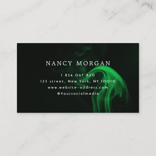 Groene Neon Massage Therapeut Handgeschreven Scrip Visitekaartje (Achterkant)