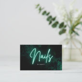 Groene Neon Nail Artist Nail Tech Visitekaartje (Staand voorkant)