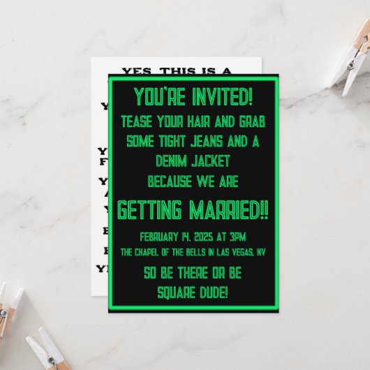 Groene neon op zwart kaart (Voorkant / Achterkant in situ)